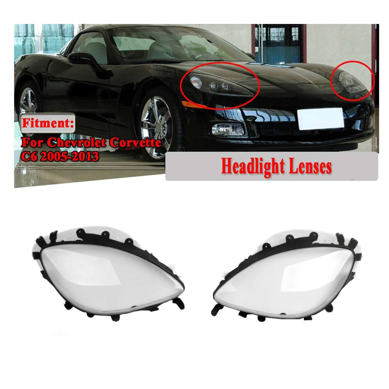 Samger 1 Pair Car Clear Headlight Lenses Cover Trim Replace Head Lamp