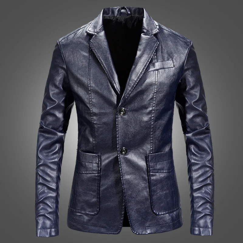 Мужской кожаный костюм теплая омытая кожаная куртка Молодежная Chaqueta De Cuero Para Hombre