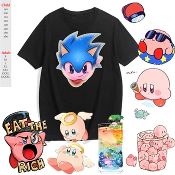 

Men/women/kids Funny Sonic Kirby T Shirts Boy Girl Cute Cartoon T-Shirt Teenagers Anime Tee Shirts Summer Parent-child Clothes