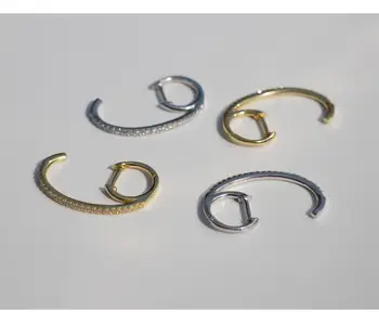 

925 Sterling Silver Earring Fashion Personalized C Shape Zircon Ear Ring Ear Bone Wild Simple Trend Creative Female Ear Jewelry