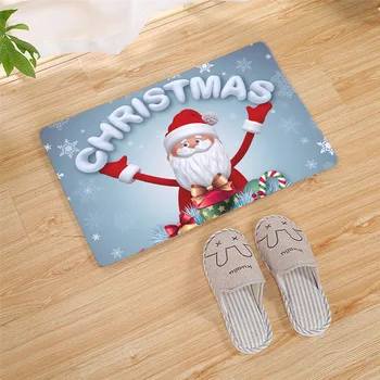 

Mat in Hallway Kitchen Doormat Merry Christmas Santa Claus Home Decor Living Room Rug Anti-Slip Dustproof Carpet