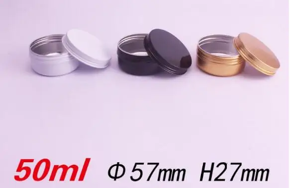 

50 г 50 мл Алюминий банку золотистый и черный белый косметическая упаковка для крема металлического олова контейнер воск для ароматерапии хранения горшок с завинчивающейся крышкой