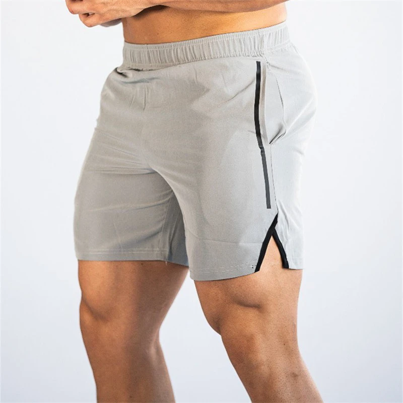 Silver gray Летние мужские брендовые шорты для фитнеса, бодибилдинга, дышащие Компрессионные шорты, спортивные штаны для бега, мужские пляжные шорты - Цвет: Silver gray