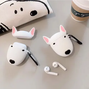 

Cute Bull Terrier Dog Headphone Case Cartoon Silicone Protection Earphone Cover For Apple Airpods Wireless Headset Lovely Puppy