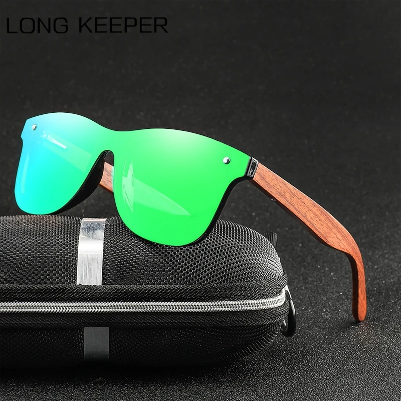 

LongKeeper 2019 Mens Sunglasses Polarized Wood Mirror Lens Sun Glasses Women Brand Design Shades Oculos de sol masculino UV400