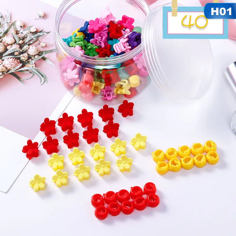 New Fashion Baby Girls Small Hair Claw Cute Candy Color Mixed Flower Hair Jaw Clip Children Hairpin Hair Accessories