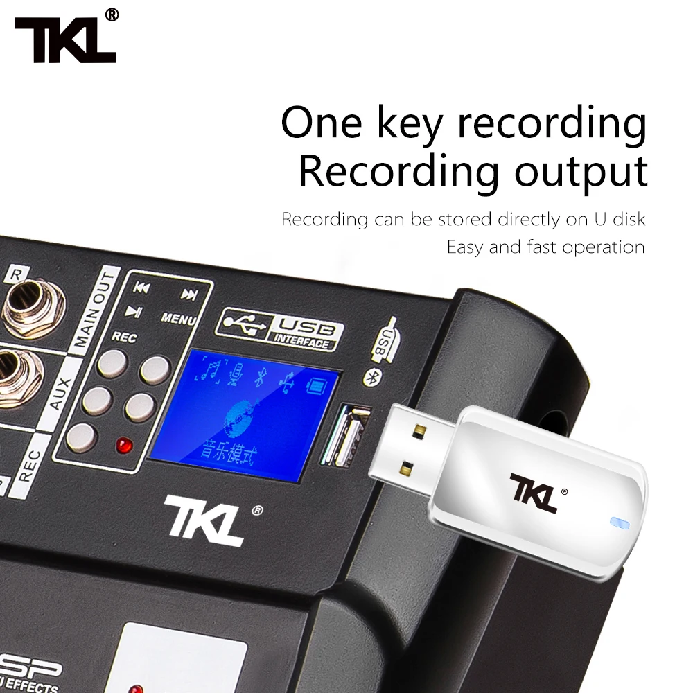 US $189.05 TKL 6 Channel Audio Mixer 300W2 Power Amplifier USB Sound Mixing With Wierless Micophone Bluetooth Mp3 Effector DJ Mixer