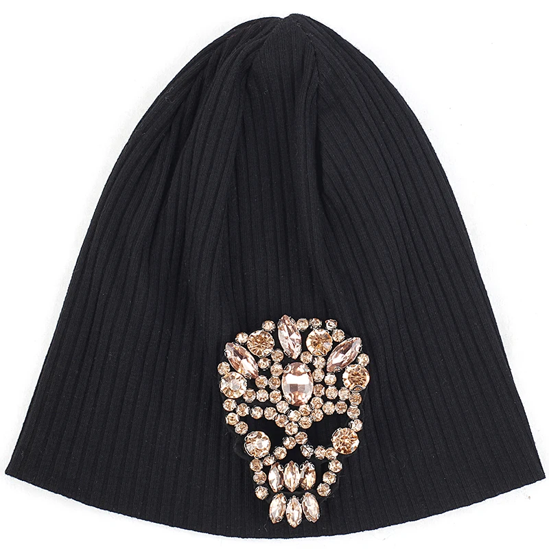 Charm Wood ребристые Beanie Шляпа Призрак череп голова пуловеры череп Кепки для ангела Детские Зимние утеплённые для возраста от 0 до 12 месяцев - Цвет: pink black