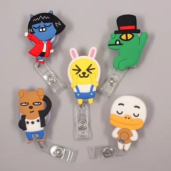 

Cartoon Rabbit Cat Bear Dog Retractable Badge Holder Reel Exhibition Enfermera Student Boy Name Card Hospital Office Chest Card