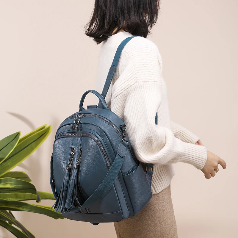 Модный женский рюкзак с кисточками, высококачественный Молодежный кожаный рюкзак для девочек-подростков, женская школьная сумка через плечо, рюкзак mochila
