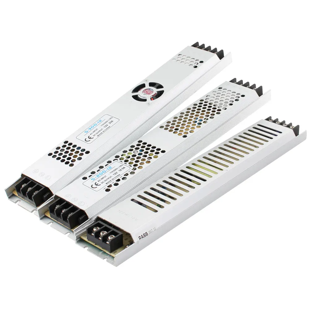 Ультра тонкий светодиодный AC Питание DC 12V LED трансформаторы DC12V 60W 100W 150W 200W 300W 220V DC Питание для Светодиодный полоски