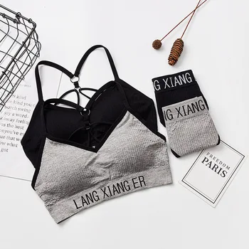 

Sexy Letter Print Tank Top For Children Young teenage girl Push Up Bra Lingerie Wire Free Fashion Breathable Panties Set