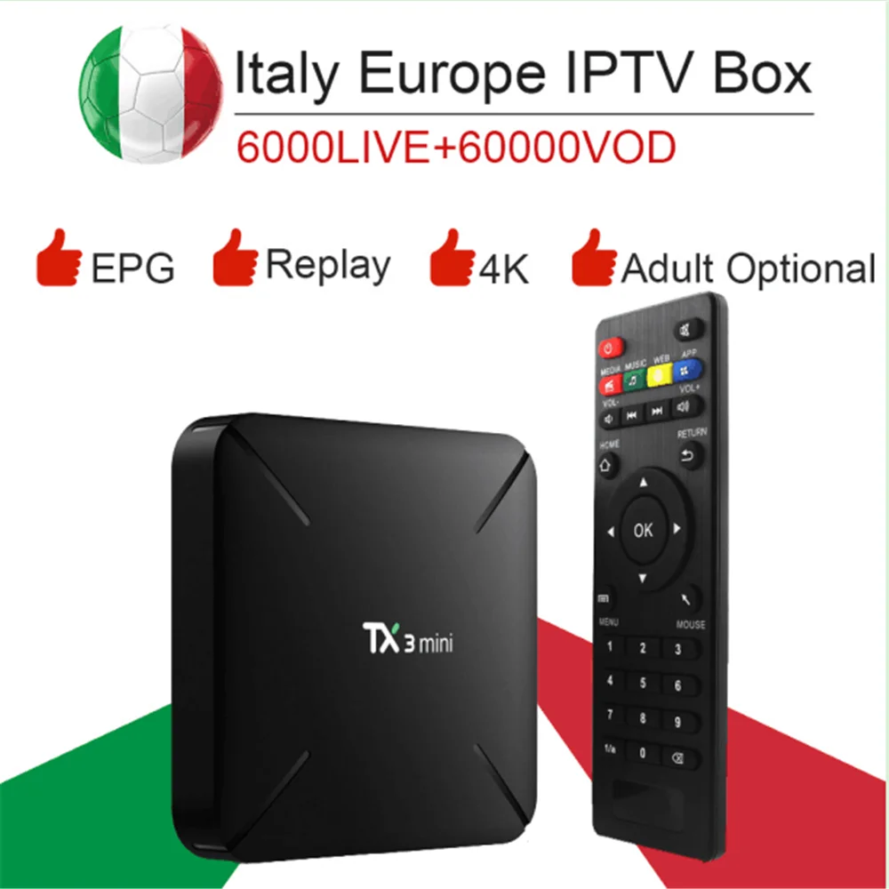 TX3 Мини Android 7,1/4 K HDR/S905W Smart tv box& Италия супер iptv подписка Германия Albania Турция Великобритания ExYu для взрослых ip tv TX3mini