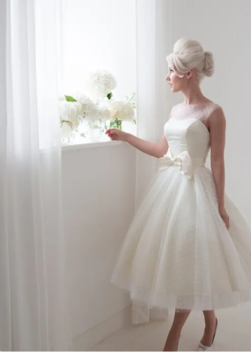 Vestido de noiva модные, прозрачные Бальные платья без рукавов с бантом, тюлевые Платья для подружек невесты длиной до середины икры