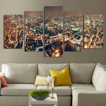 

Canvas Prints Pictures Framework 5 Pieces New York City Building Night View Paintings Home Wall Art Decor Posters Living Room