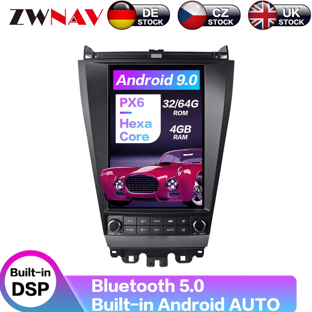 

Carplay DSP Android 9.0 PX6 вертикальный радиоэкран Тесла Автомобильный мультимедийный плеер стерео GPS навигация для Honda accord 9,0-2003