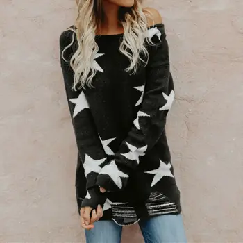 

Women Casual Star Pullover Loose Sweater Jumper Tops Knitwear Blouse