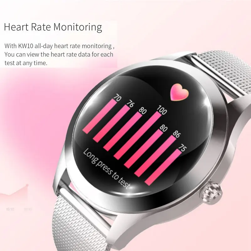 KW10 2020 Smart Watch Women IP68 Waterproof Heart Rate Monitoring Bluetooth For Android IOS Fitness Bracelet Smartwatch