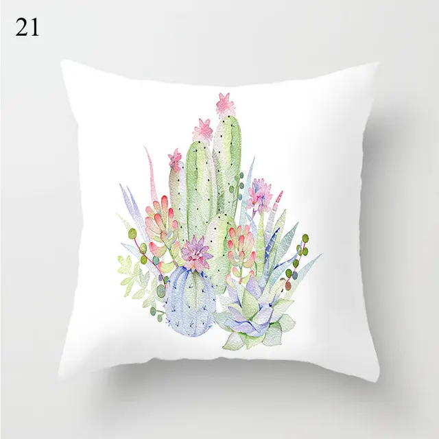 1PC Cactus Floral Print Cushion Cover Polyester Pillow Cases Throw Pillows Sofa Home Decor Pillowcase Decorative Pillow Covers 21