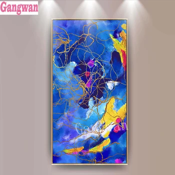 

Full Square round drill Diamond painting abstract blue art painting Diamond embroidery Cross stitch kits large office wall decor