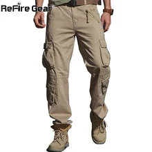 Refire gear мульти-карманы военные брюки карго мужские армейские бои штурмовые тактические длинные брюки повседневные Прямые хлопковые рабочие брюки