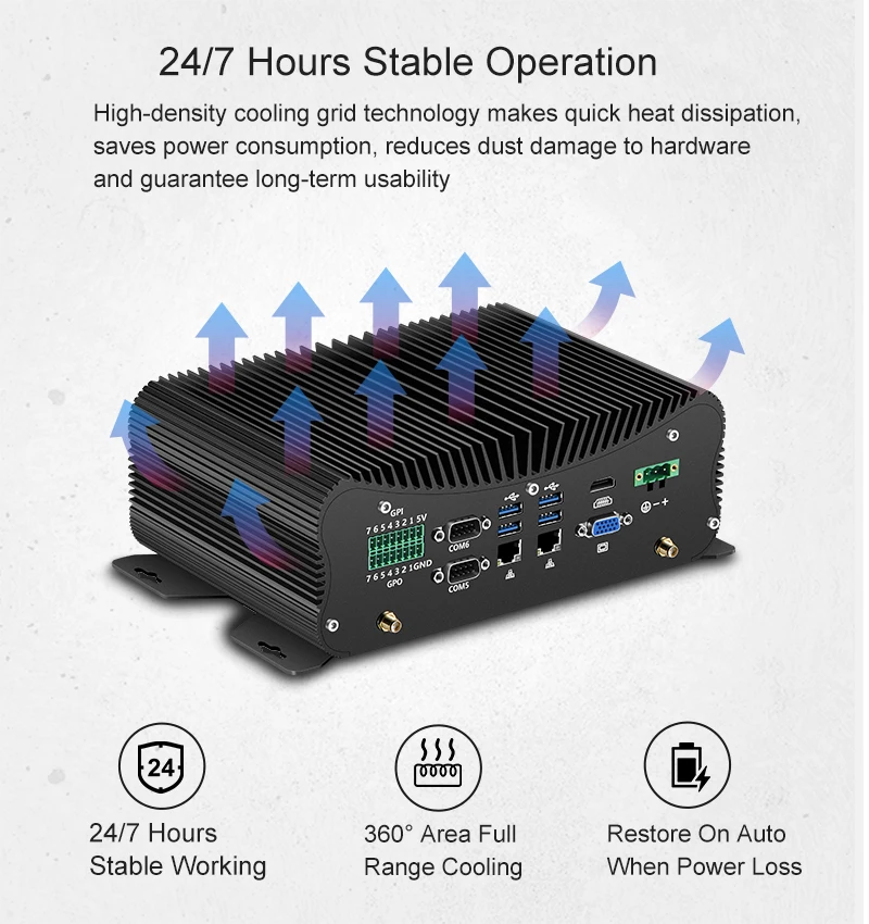 산업용 미니 PC 2 * DDR4 인텔 코어 i7 10510U 8550U i5 10210U 4G 모듈, HD GPIO 6 COM 4 RS485 Windows 10 팬리스 컴퓨터