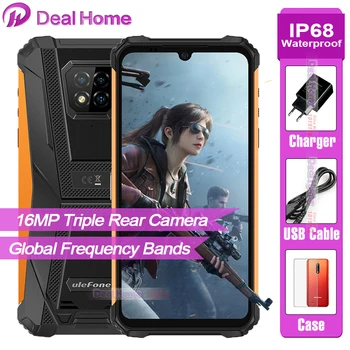 Перейти на Алиэкспресс и купить Ulefone power 8 прочный мобильный телефон на процессоре Helio P60 Восьмиядерный 6,1 дюймов Водонепроницаемый смартфон 5G Wi-Fi Android 10 смартфон