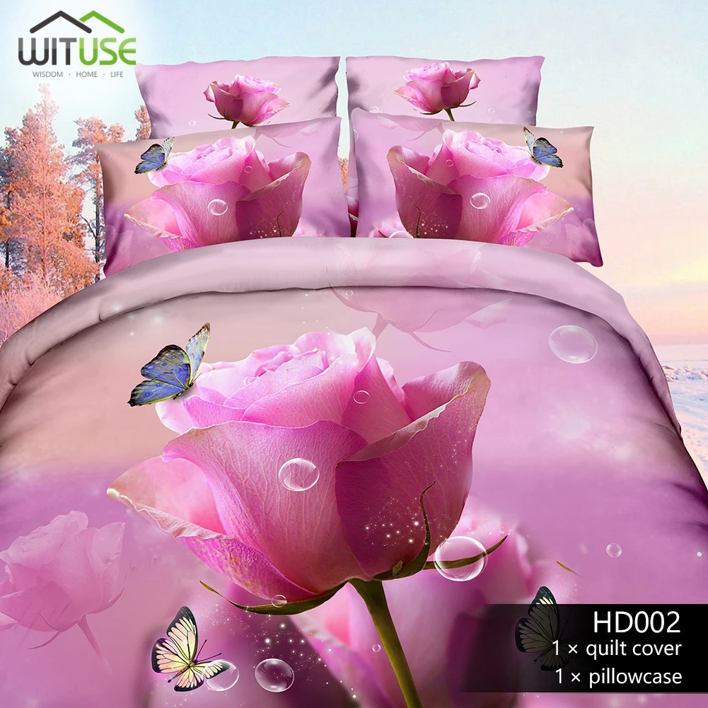 3 шт., Королевский размер, Роскошные 3D розовые комплекты постельного белья, красного цвета, постельное белье, набор пододеяльников для свадебной кровати, пододеяльник, наволочка - Цвет: HD002