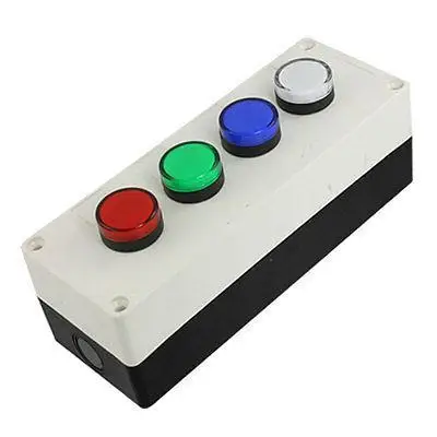 

AC 110V Red Green Blue White Round Flat Indicator Light Push Button Switch