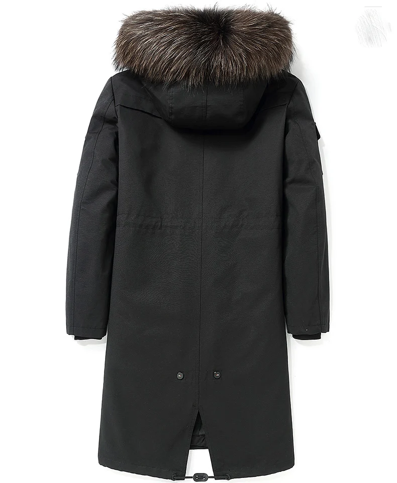 Парка, пальто с натуральным мехом, Длинная зимняя куртка, подкладка из натурального кроличьего меха, теплые парки, Воротник из меха енота, пальто с капюшоном, Z8815 KJ1598