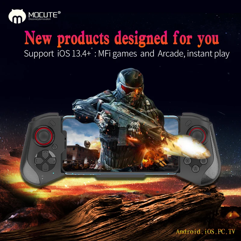 Mocute 060 Bluetooth-compatible Gamepad For IOS Android Phone Game Joysticks PUBG Wireless Controller Telescopic Gamepad 2