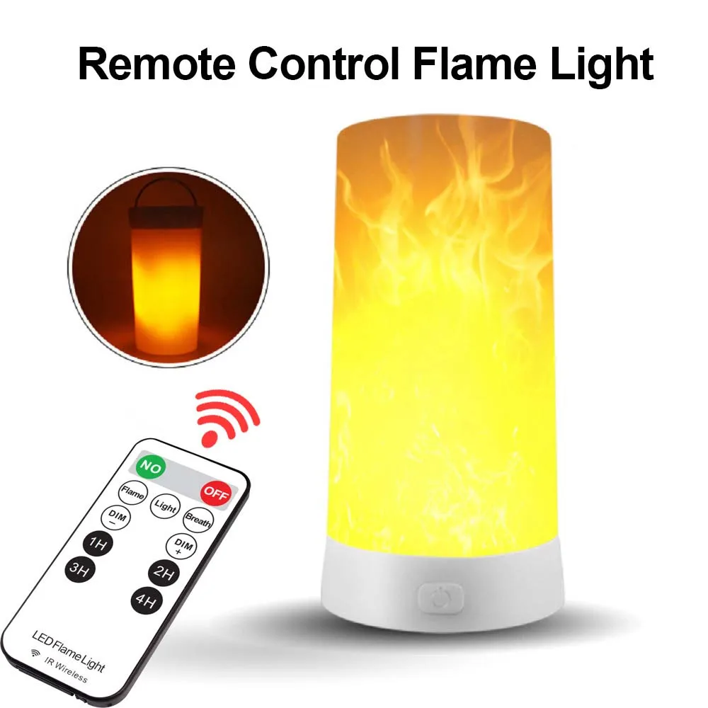 LED Flame Effect Lamp USB Portable Remote Control Night Light Emulation Fire Flickering Lamp Atmosphere Decoration Night Lights 11