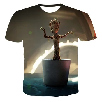 

Cute Potted Groot T-shirt 3D Men's Summer O-neck Fashion Short Sleeve Fun Children's T-shirt Hip Hop Streetwear Multi Size