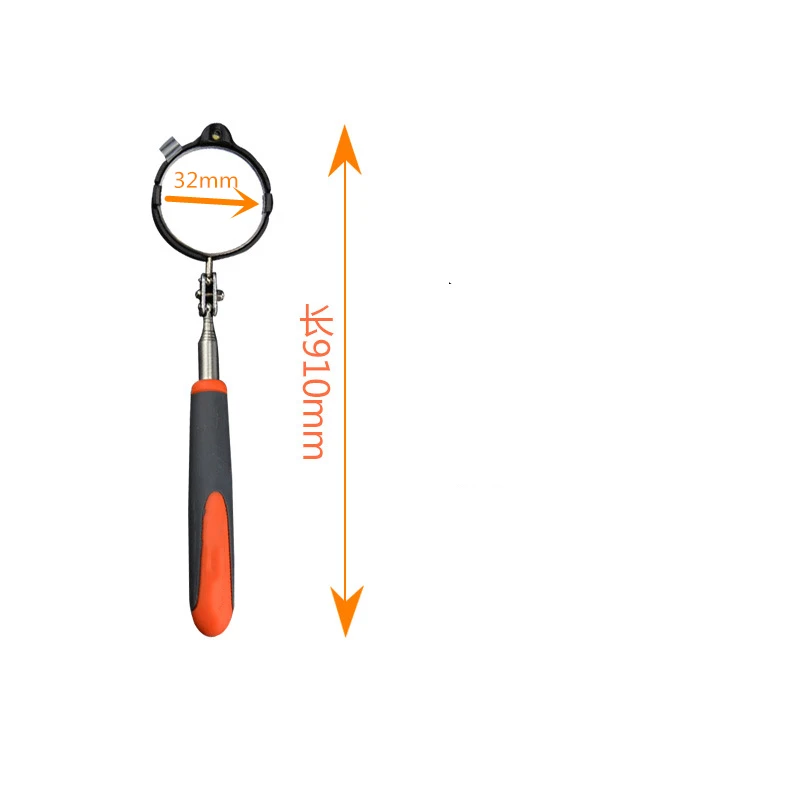 1 шт. 910 мм Регулируемая ремонт двигающееся шасси телескопическое зеркало для осмотра с светодиодный свет, маленького размера, круглой формы с диаметром 32 мм