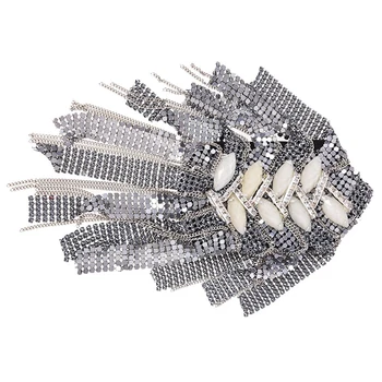 

Epaulette Fringed Sheet Metal Acrylic Fabric with Rhinestone