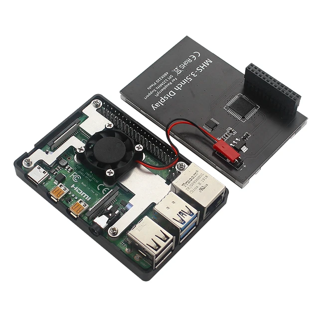 Raspberry Pi 4 modèle B 2 4 8 Go de RAM + écran tactile IPS 7 pouces +  support + carte TF 64 32 Go + ventilateur + adaptateur d'alimentation pour  RPi 4 B