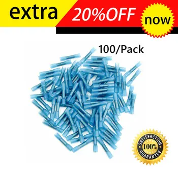 

100pcs 14-16 Gauge Blue AWG Heat Shrink Butt Wire Connectors Crimp Terminals 1.5-2.5mm Heat Shrink Wire Connectors