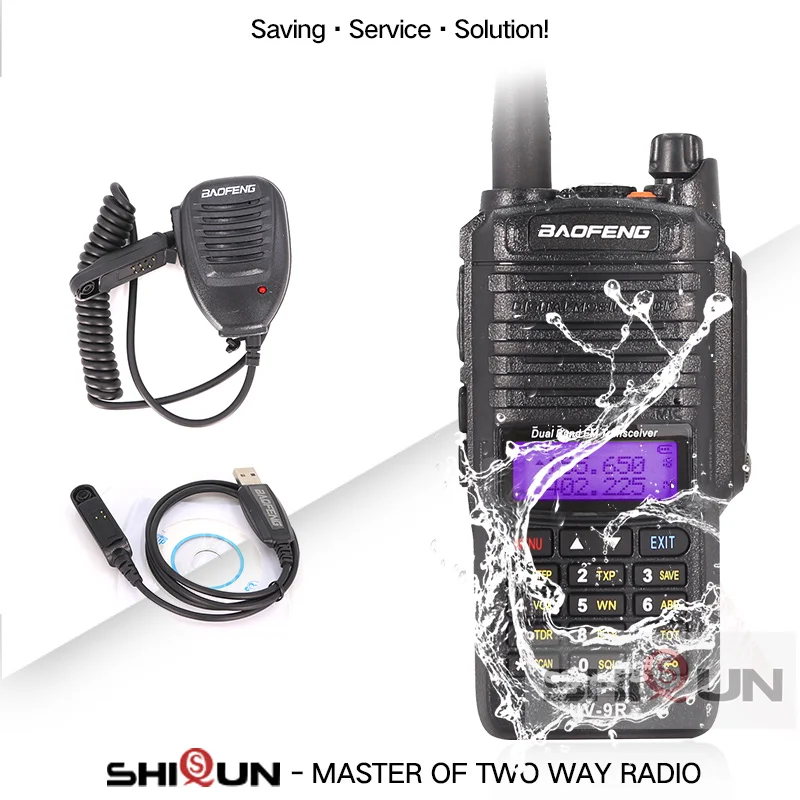 Baofeng UV-9R Plus IP67 Waterproof Dual Band 136-174/400-520MHz Ham Radio 10KM Baofeng 8W Walkie Talkie 10 KM UV 9R UV-82 UV-XR - Цвет: Add MIC-Cable