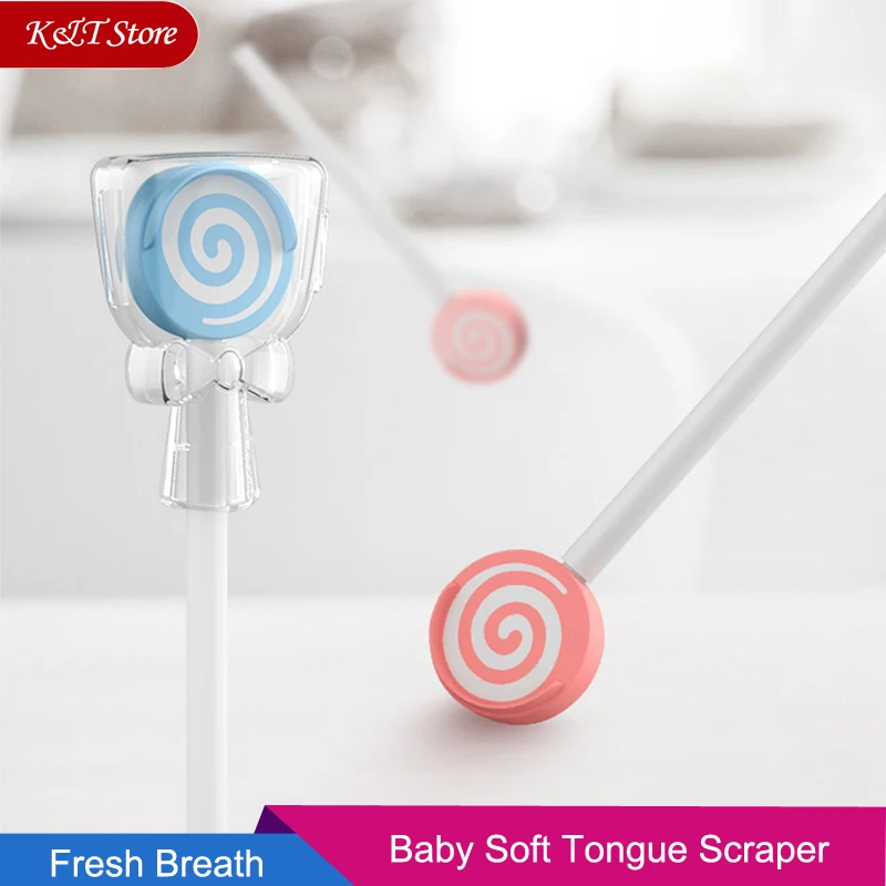 

Soft baby tongue scraper kids tongue cleaning brush 3 colors safe food grade PP+TPR material chlidren dental oral care tools