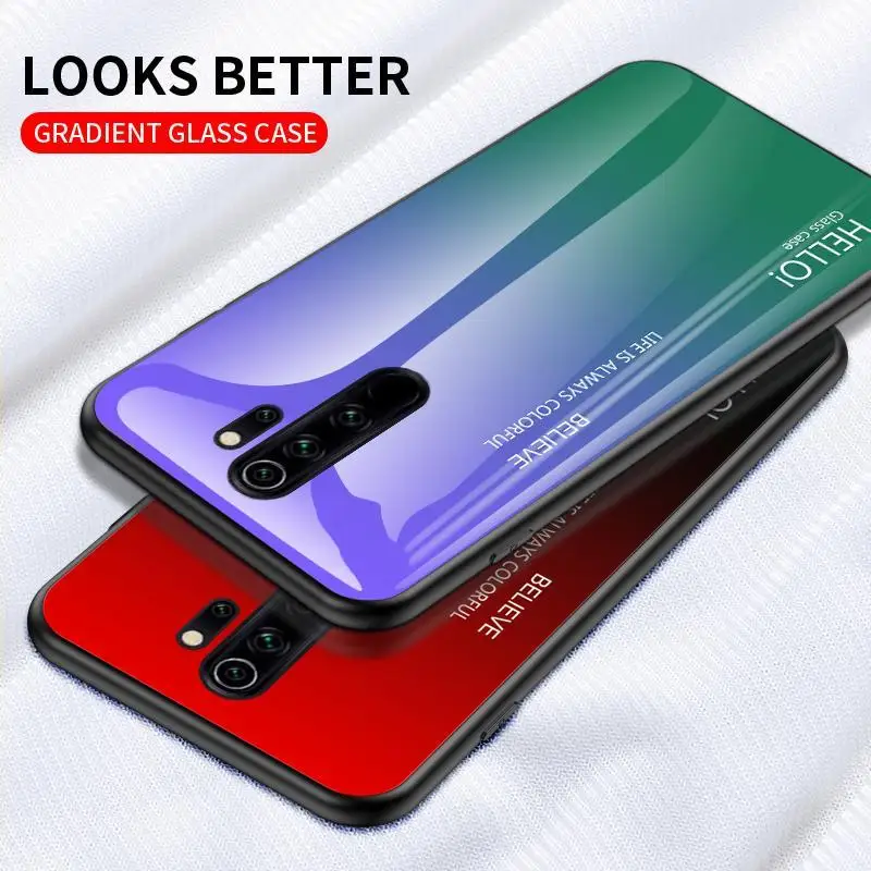 Чехол из разноцветного градиентного стекла для Xiaomi Redmi 8A Note 8 Pro 8T противоударный