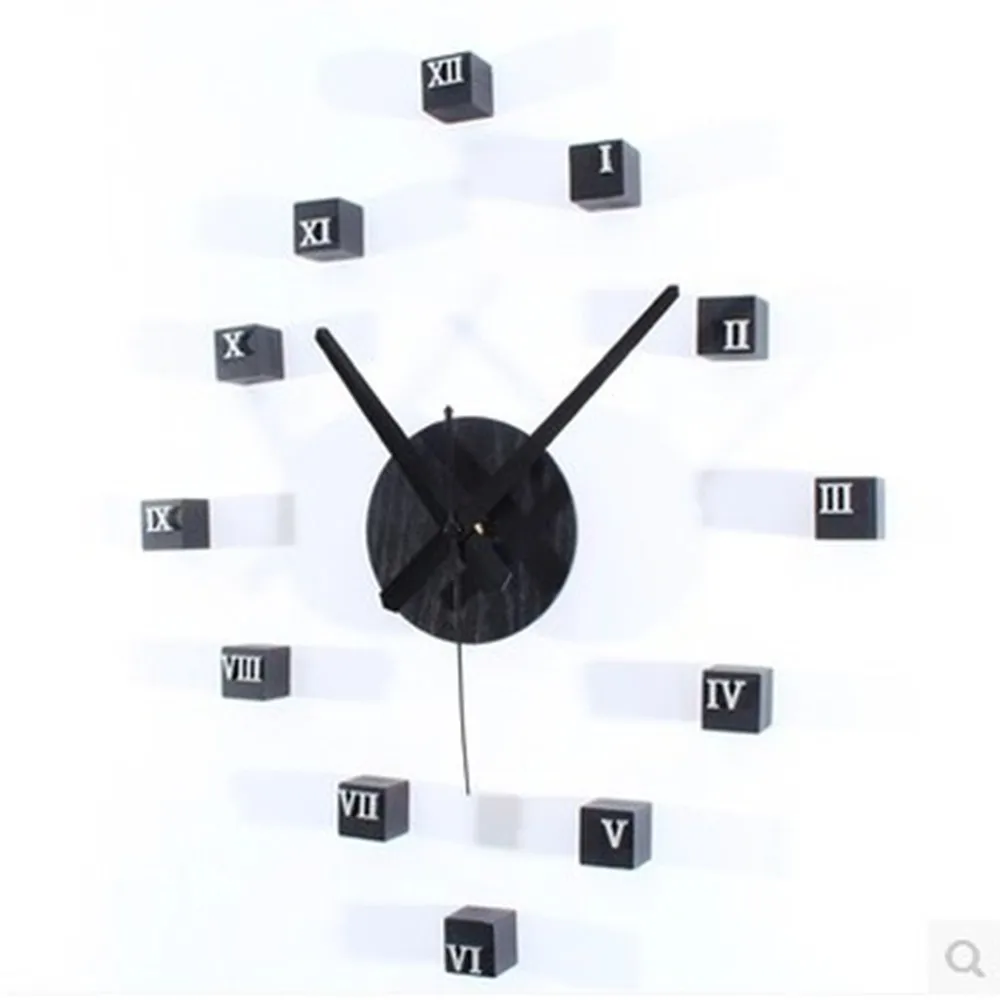 black Горячая Креативные 3D стерео деревянная коробка DIY настенные часы цифровая комбинация часы стол немой гостиной домашний декор - Цвет: black