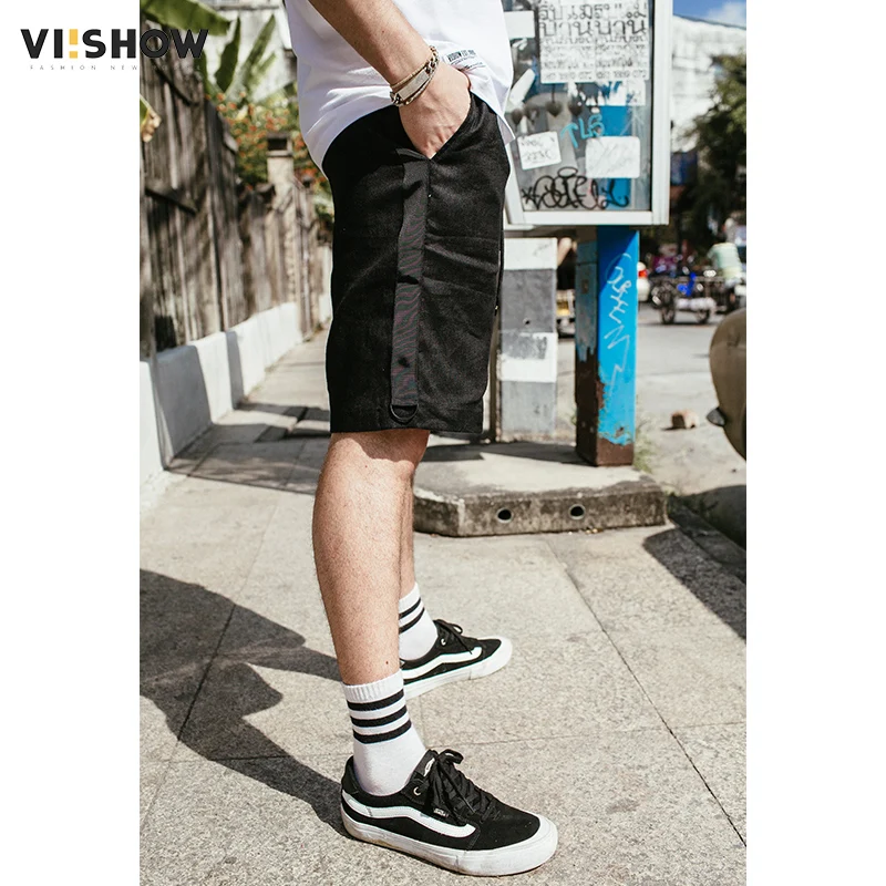 VIISHOW Новое поступление летние шорты мужские до колена хлопковые шорты модные повседневные Высококачественная брендовая одежда черные KD1594182