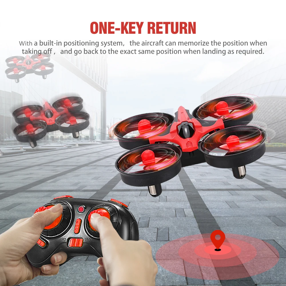 Mini 2.4G 4-Wheel RC Quadcopter Helicopter Transmitter 6 Axis LED Light RTF Remote Control Drone One-key Return Aircraft
