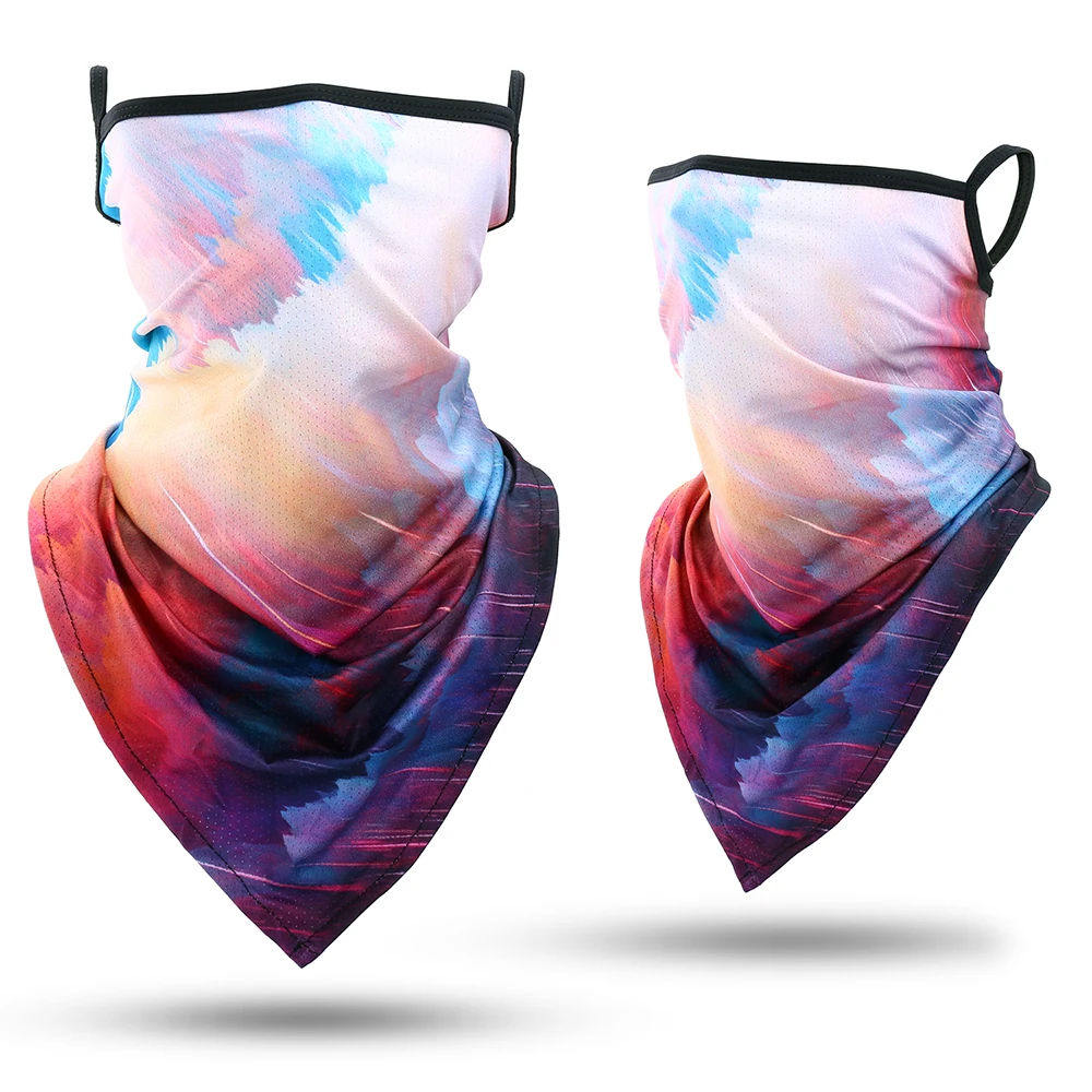 mens infinity scarf 3D Galaxy Scarf Triangle Bandana Tube Neck Gaiter Scarves Hanging Ear Cover Breathable Absorb Sweat Headband Men Women Summer mens head wrap bandana