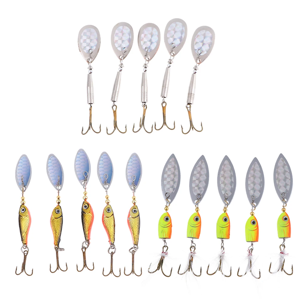 5pcs Fishing Lure Spinnerbait, Bass Trout Salmon Hard Metal Spinner Baits Kit Fishing Tackles