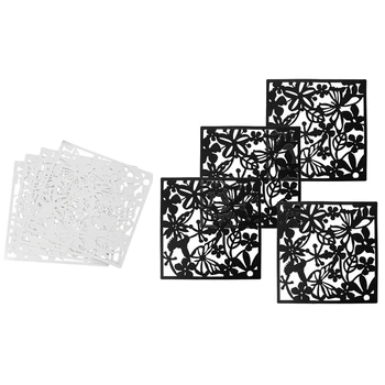 

8 Pieces 40X40Cm Hanging Screen Room Curtain Partition Divider Panel Home Decor:4 Pieces Polyethylene White & 4 Pieces Butterfly