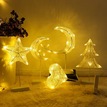 

2019 Christmas LED Night Light Stars Love Shape Without Battery Braiding Line Decoration Small Table Lamp For Home Decorative
