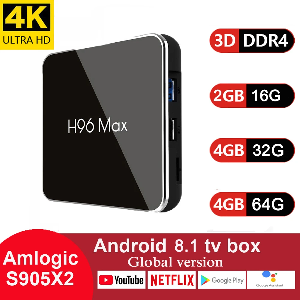 H96 MAX X2 Android tv Box 9,0 4 Гб 64 Гб S905X2 1080P H.265 4K Google Store Netflix Youtube H96MAX 2G16G смарт-приставка