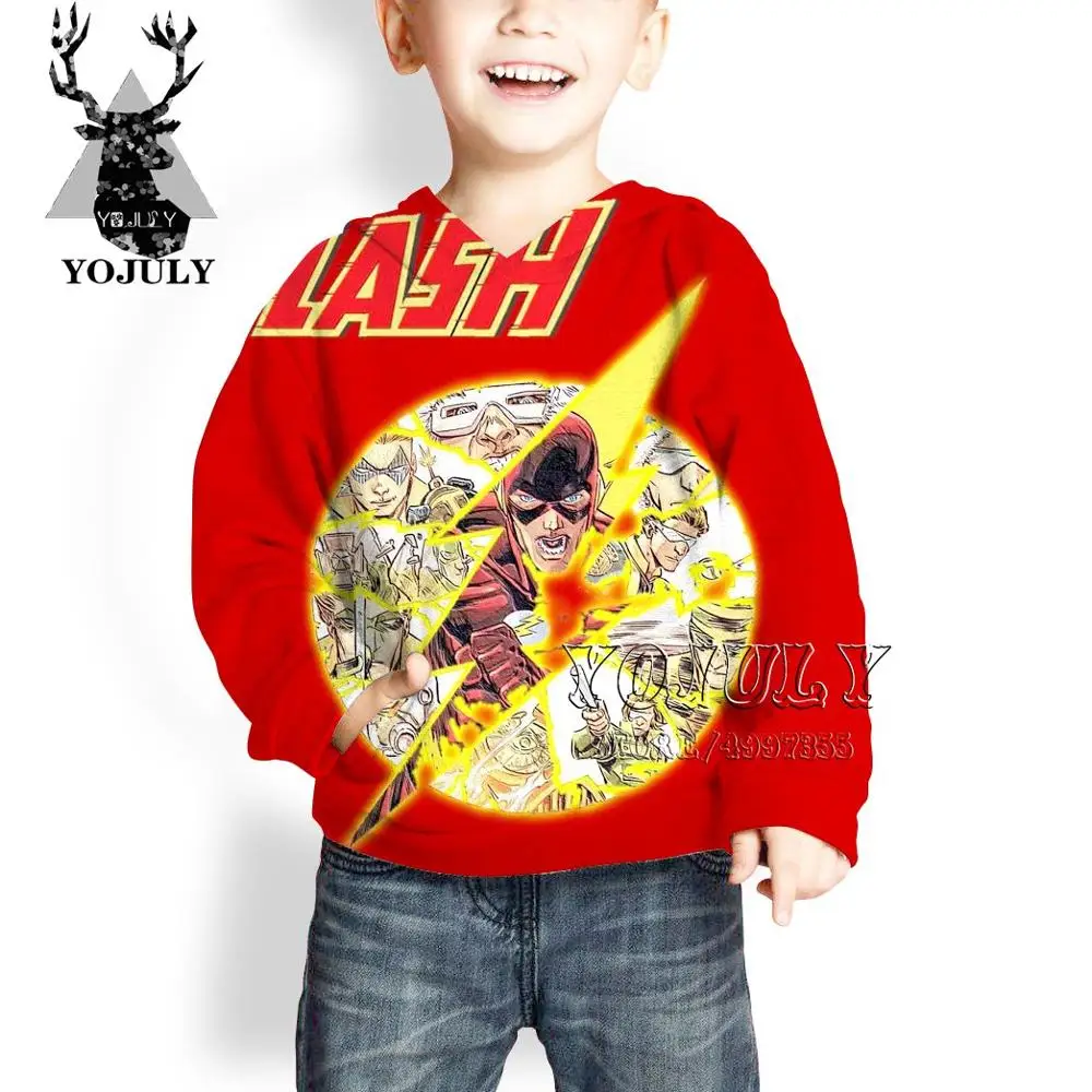 YOJULY The flash harajuku 3D Drucken lightning аниме Уличная пуловер для маленьких мальчиков и девочек подростков hiip hop Детская толстовка C93