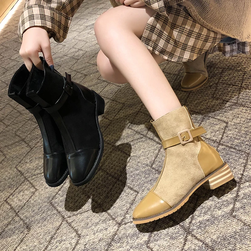 Rock Shoes Woman Luxury Designer Clogs Platform Back Zip Zipper Women Boots Winter Flat Heel Booties Ladies Round Toe Martins